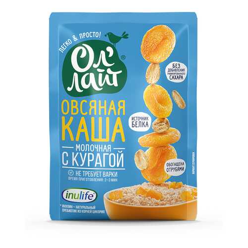 Каша Ол Лайт Овсяная молочная с курагой 40г в МЕТРОНОМ