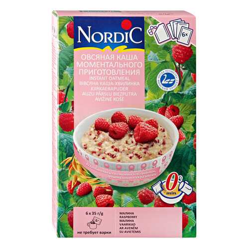 Овсяная каша Nordic моментального приготовления с малиной 210 г 6 шт*35 г в МЕТРОНОМ