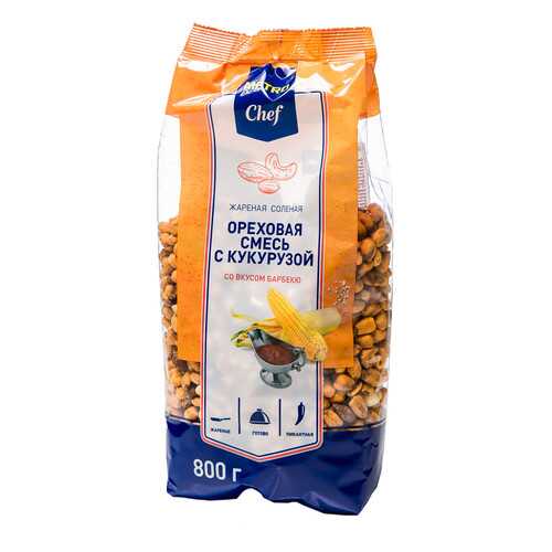 Смесь ореховая с кукурузой со вкусом барбекю жареная соленая Chef 800 г в МЕТРОНОМ
