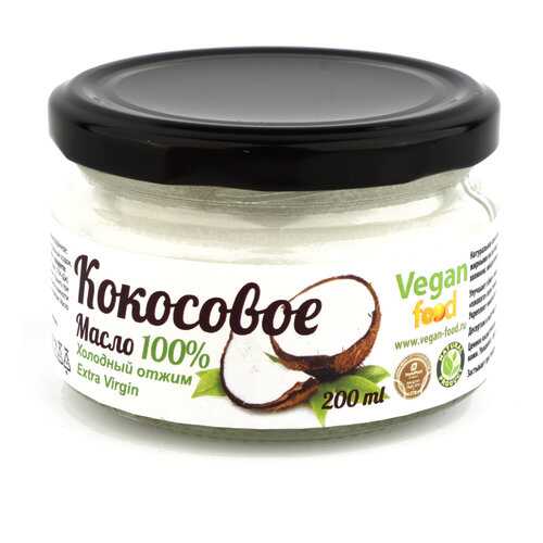 Кокосовое масло Extra Virgin Vegan food 100% натуральное холодный отжим 200 мл в МЕТРОНОМ