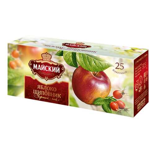 Чай черный Майский Яблоко и шиповник 25 пак в МЕТРОНОМ