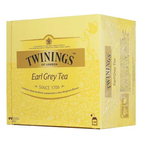 Чай черный Twinings эрл грэй байховый с ароматом бергамота пакетированный 50 пакетиков в МЕТРОНОМ