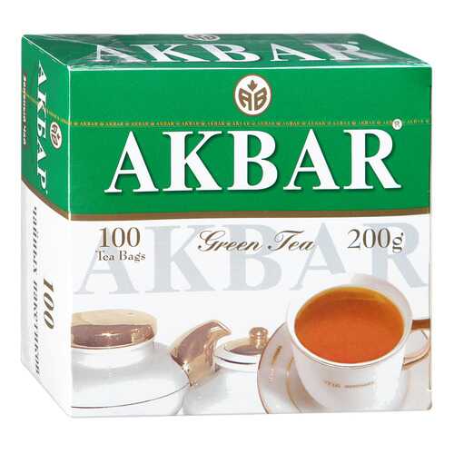 Чай зеленый Akbar green китайский 100 пакетиков в МЕТРОНОМ