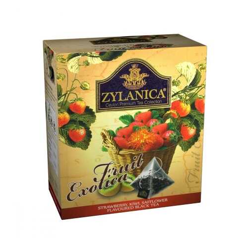 Чай Zylanica Fruit Exotica черный с клубникой киви лепестками сафлора 20 пирамидок в МЕТРОНОМ
