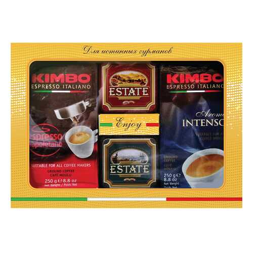 Набор кофе Kimbo 250 г 2 штуки и чай Estate 45 г 2 штуки в МЕТРОНОМ