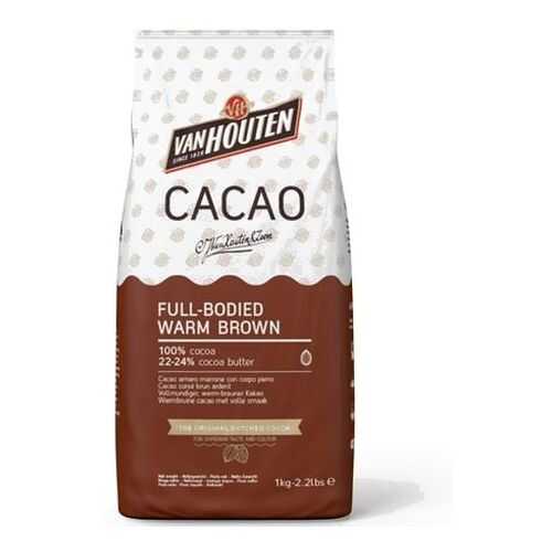 Какао порошок Van Houten 100% full-bodied warm brown 22-24% 1 кг в МЕТРОНОМ