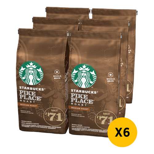 STARBUCKS Medium Pike Place Roast кофе в зернах 6 штук по 200г в МЕТРОНОМ