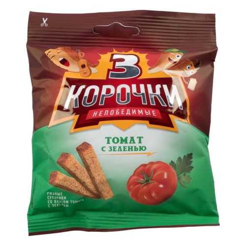 Сухарики ржаные Три корочки томат с зеленью 40 г в МЕТРОНОМ