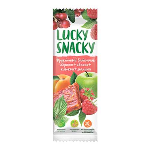 Батончик Lucky Snacky фруктовый с абрикосом яблоком клюквой и малиной в МЕТРОНОМ