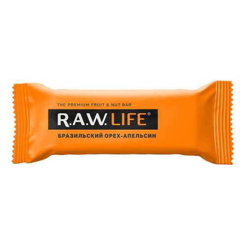 Батончик орехово-фруктовый Бразильский орех-Апельсин Raw Life 47 г в МЕТРОНОМ