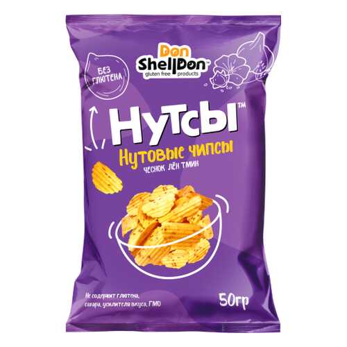 Чипсы Don Shelldon Нутсы нутовые со вкусом чеснока, льна и тмина 50 г в МЕТРОНОМ