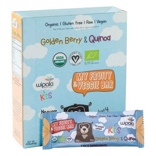 Фруктово-овощные батончики Wipala Snacks физалис-киноа 12 шт по 25 г в МЕТРОНОМ