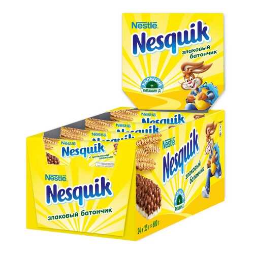 Злаковый батончик Nesquik с шоколадом 24 штуки по 25 г в МЕТРОНОМ