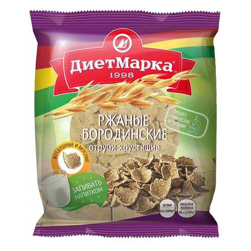 Отруби хрустящие ДиетМарка ржаные бородинские хлопья 100 г в МЕТРОНОМ