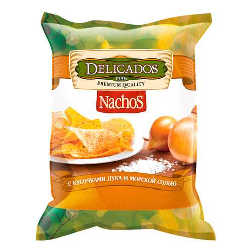 Чипсы Delicados nachos кукурузные с кусочками лука и морской солью 150 г в МЕТРОНОМ