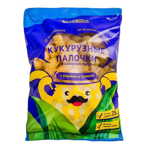 Палочки кукуруз. в сах.пудре с бананом и стев. 95 г в МЕТРОНОМ