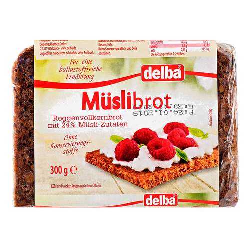 Хлеб Delba цельнозерновой с мюсли, 300 гр. в МЕТРОНОМ