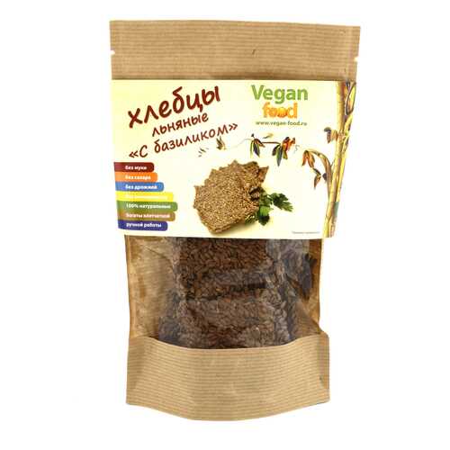 Хлебцы льняные Vegan-food с базиликом 100 г в МЕТРОНОМ