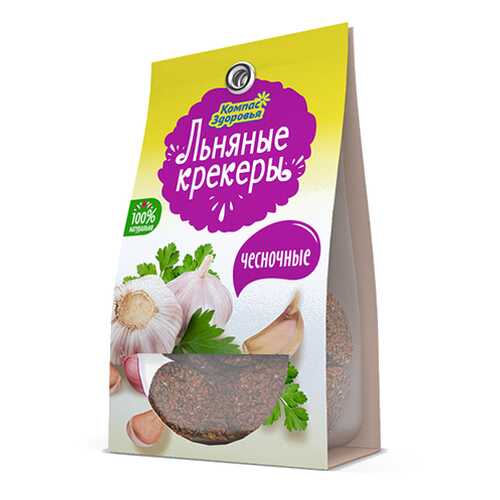 Крекеры льняные с чесноком Компас здоровья 50 г в МЕТРОНОМ