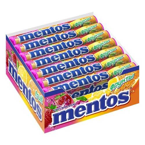 Драже Mentos фрукты жевательное 21*37 г в МЕТРОНОМ