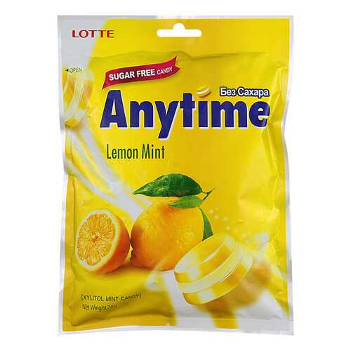 Карамель леденцовая anytime Lotte лимон и мята 74 г в МЕТРОНОМ