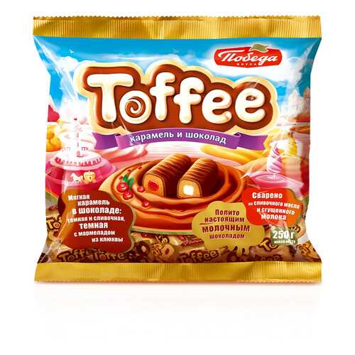 Мягкая карамель Победа Вкуса Toffee в шоколаде 2 вида в МЕТРОНОМ