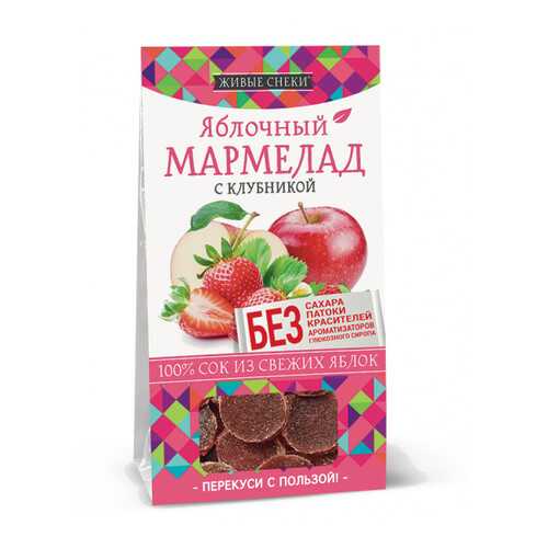 Мармелад яблочный Живые снеки с клубникой 4*90 г в МЕТРОНОМ