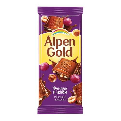 Шоколад ALPEN GOLD молочный фунд/изюм 90г*5 шт в МЕТРОНОМ