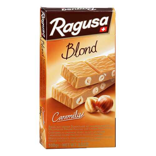 Шоколад белый Ragusa Blond с трюфельной начинкой и целыми лесными орехами 100 г в МЕТРОНОМ