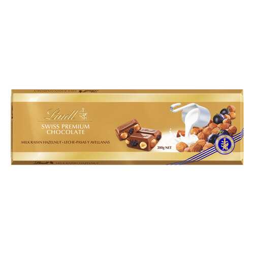 Шоколад молочный Lindt с изюмом и фундуком 300 г в МЕТРОНОМ