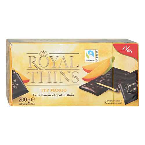 Шоколадные плитки Halloren Royal Thins темный cо вкусом манго 200г. в МЕТРОНОМ