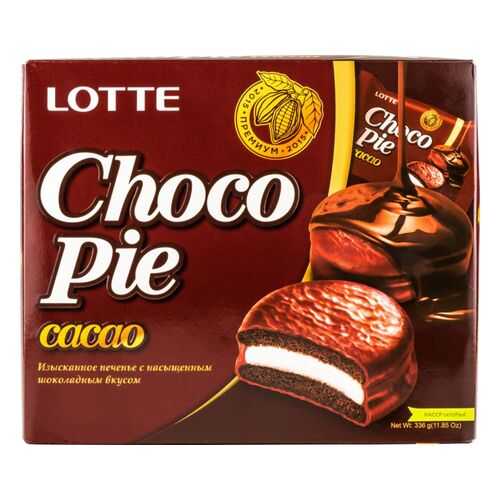 Печенье Lotte choko pie cacao с насыщенным шоколадным вкусом 336 г в МЕТРОНОМ