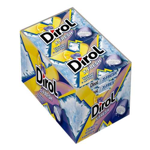 Жевательная резинка Dirol X-Fresh свежесть черники и цитруса без сахара 12 пачек по 16 г в МЕТРОНОМ
