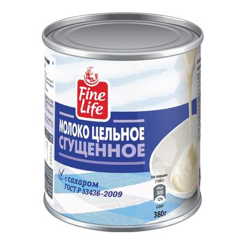 Молоко Fine Life цельное сгущенное 8.5% с сахаром гост 380 г в МЕТРОНОМ