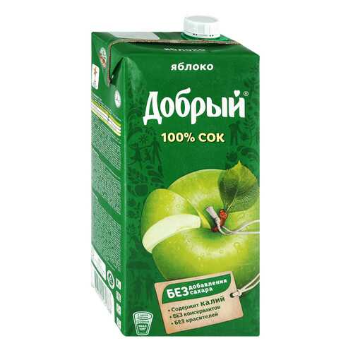 Сок ДОБРЫЙ Яблоко T-Pack 2л*2 шт в МЕТРОНОМ